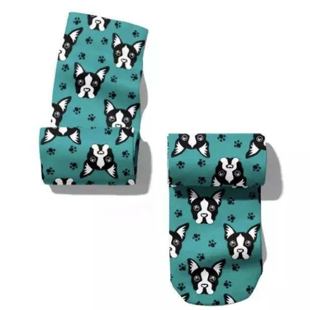 💝 Socks: Boston Terriers Teal