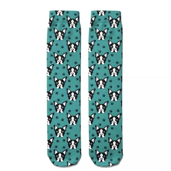 💝 Socks: Boston Terriers Teal