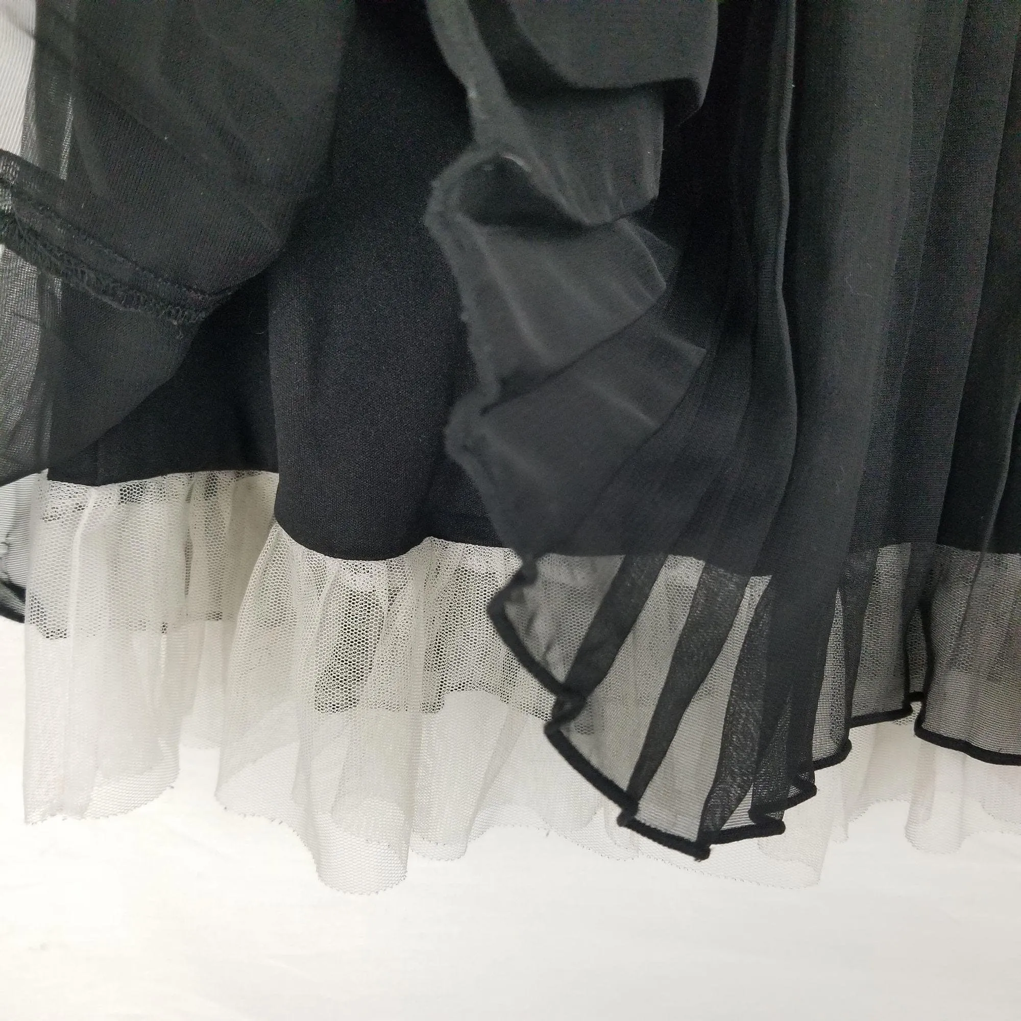 00's Black and White Ruched Mini Dress Shawl by Amy's Closet