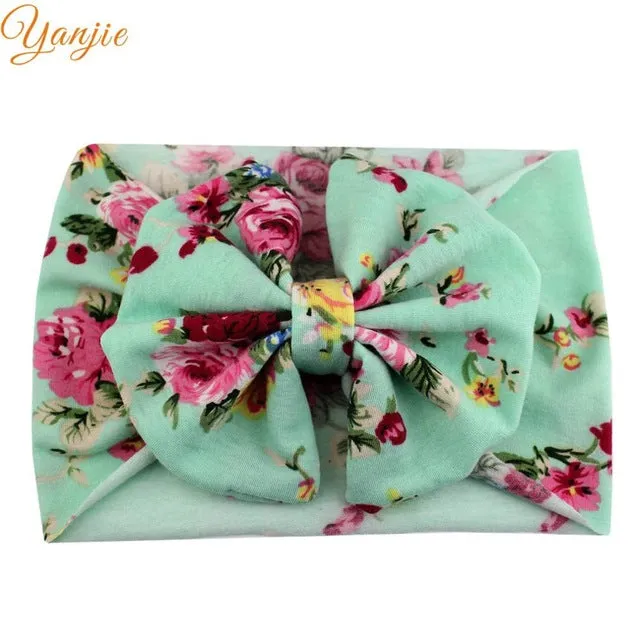5'' Big Floppy Bow Headband For Girls Boho Turban Elastic Hair Band Kids Large Floral Hair Bow Birthday Party Hair Accessories