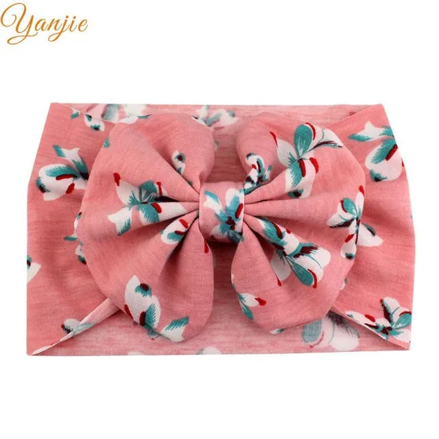 5'' Big Floppy Bow Headband For Girls Boho Turban Elastic Hair Band Kids Large Floral Hair Bow Birthday Party Hair Accessories