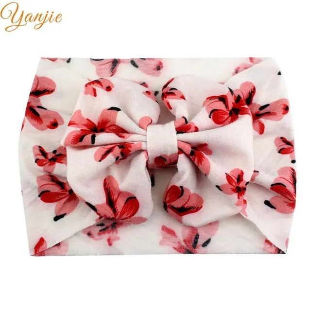 5'' Big Floppy Bow Headband For Girls Boho Turban Elastic Hair Band Kids Large Floral Hair Bow Birthday Party Hair Accessories