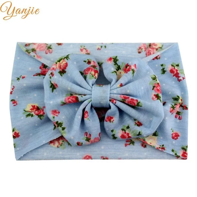 5'' Big Floppy Bow Headband For Girls Boho Turban Elastic Hair Band Kids Large Floral Hair Bow Birthday Party Hair Accessories