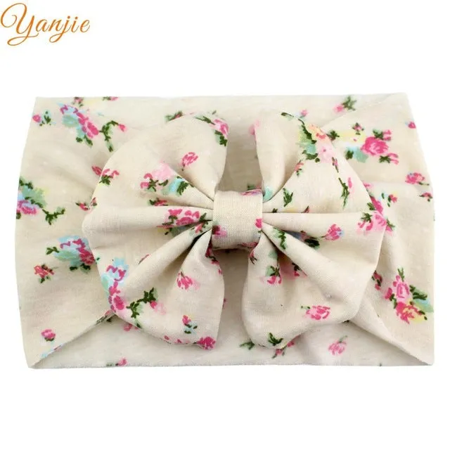 5'' Big Floppy Bow Headband For Girls Boho Turban Elastic Hair Band Kids Large Floral Hair Bow Birthday Party Hair Accessories