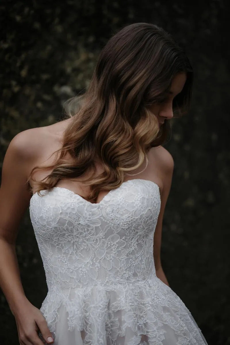 Abella by Allure Classic Strapless Lace "Fernanda" Bridal Gown E465