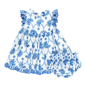 Baby Girls Cynthia Dress Set - Blue Eyelet