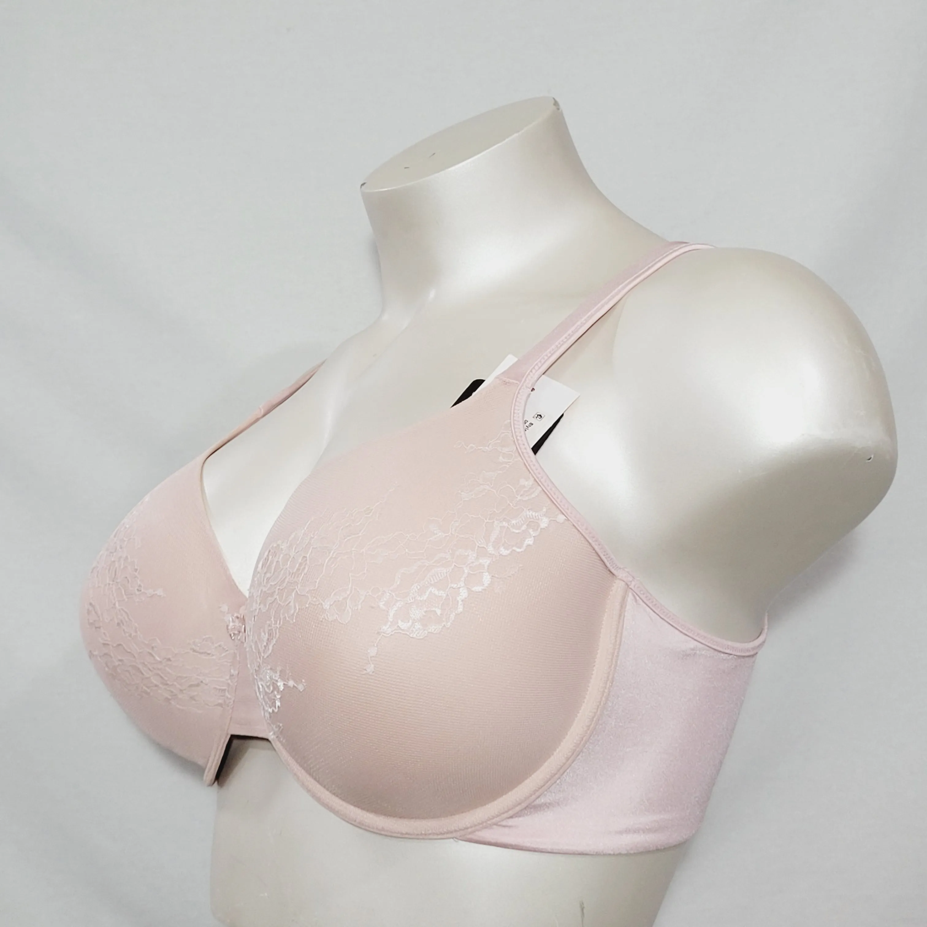 Bali DFD653 D653 Lace Desire Natural Lift Underwire Bra 42DD Sheer Pale NWT