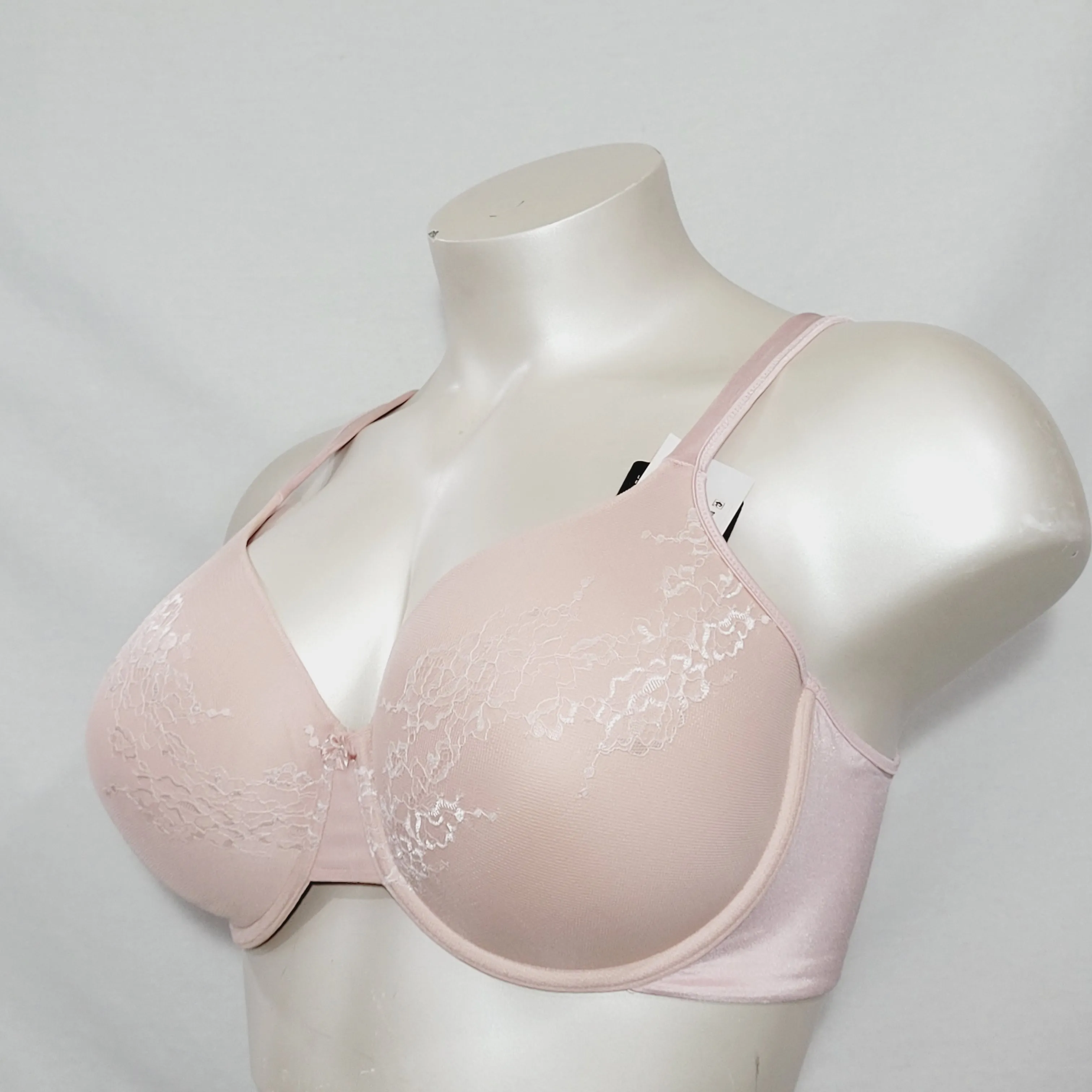 Bali DFD653 D653 Lace Desire Natural Lift Underwire Bra 42DD Sheer Pale NWT