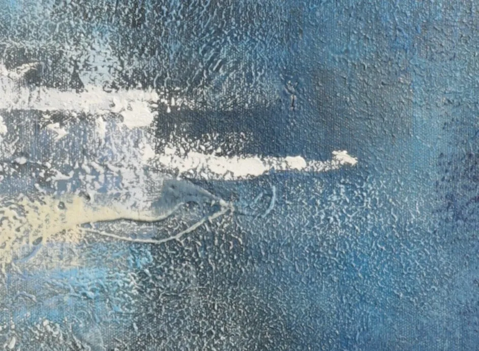 Blue White Abstract Painting,Large Cloud Canvas Oil Painting,Living Room Art Bl009