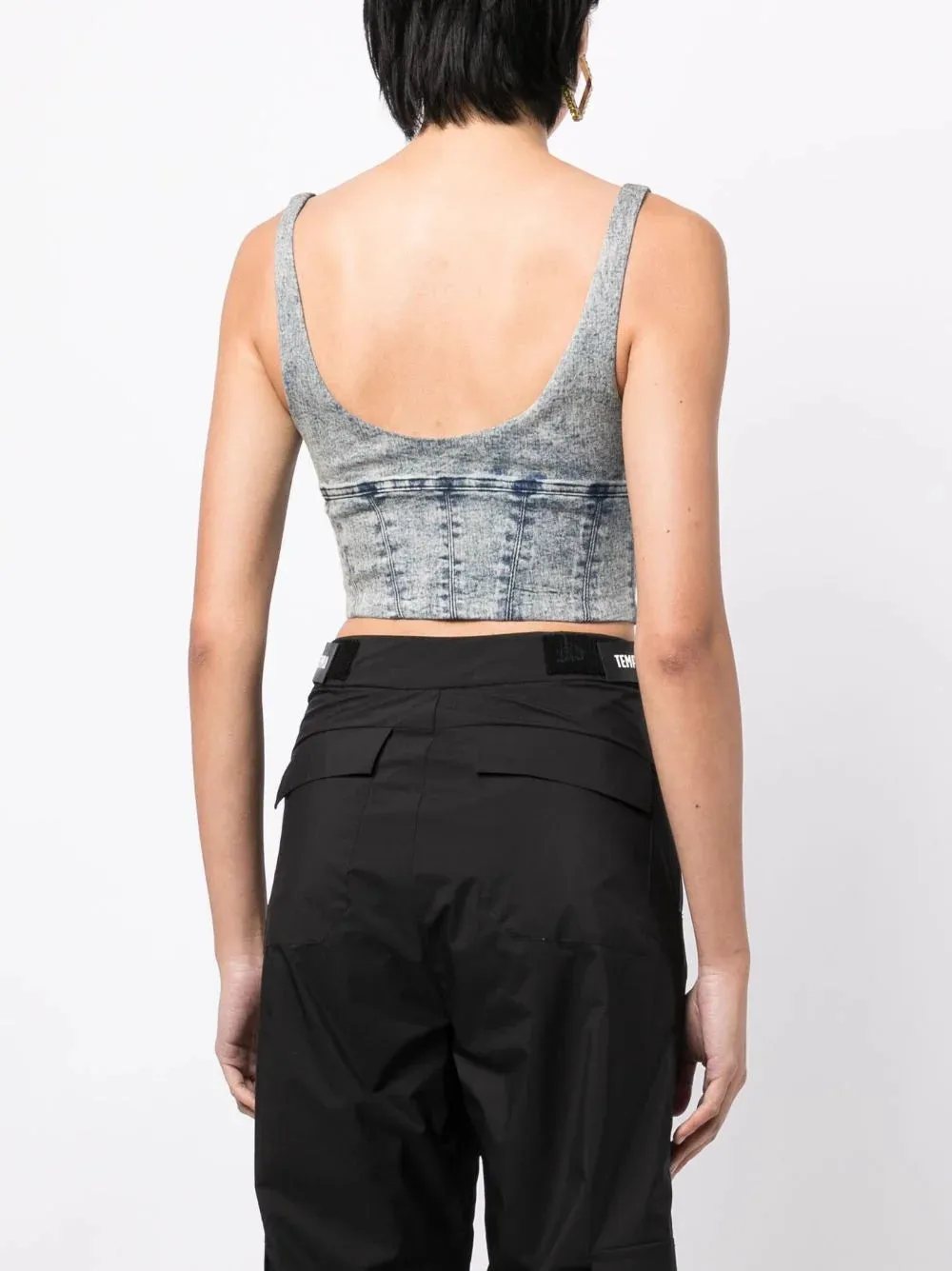 Boned-bodice Denim Crop Top
