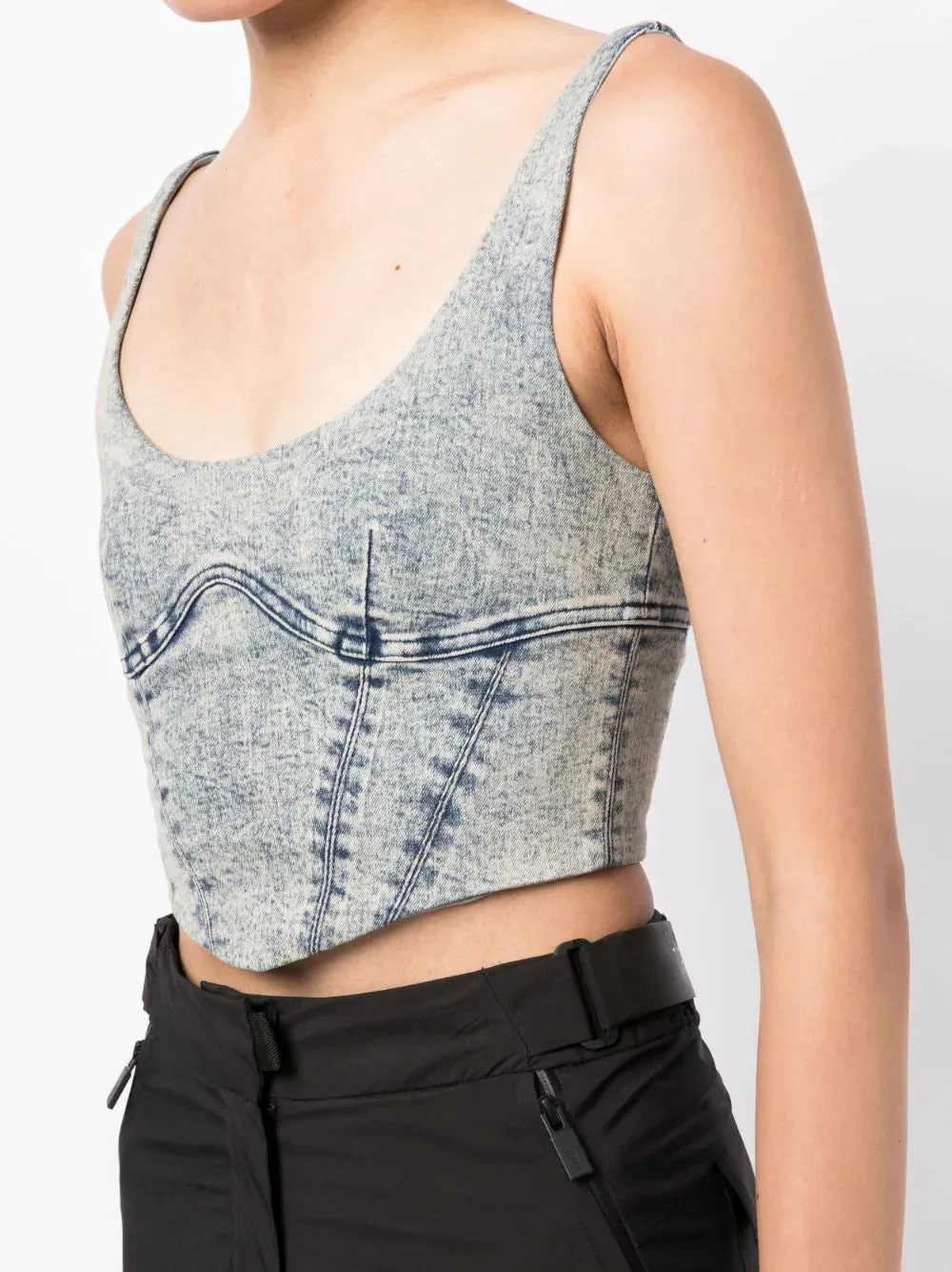 Boned-bodice Denim Crop Top