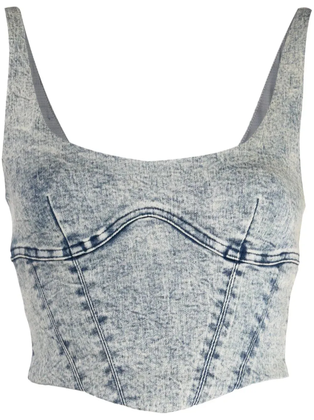 Boned-bodice Denim Crop Top