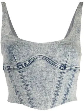 Boned-bodice Denim Crop Top