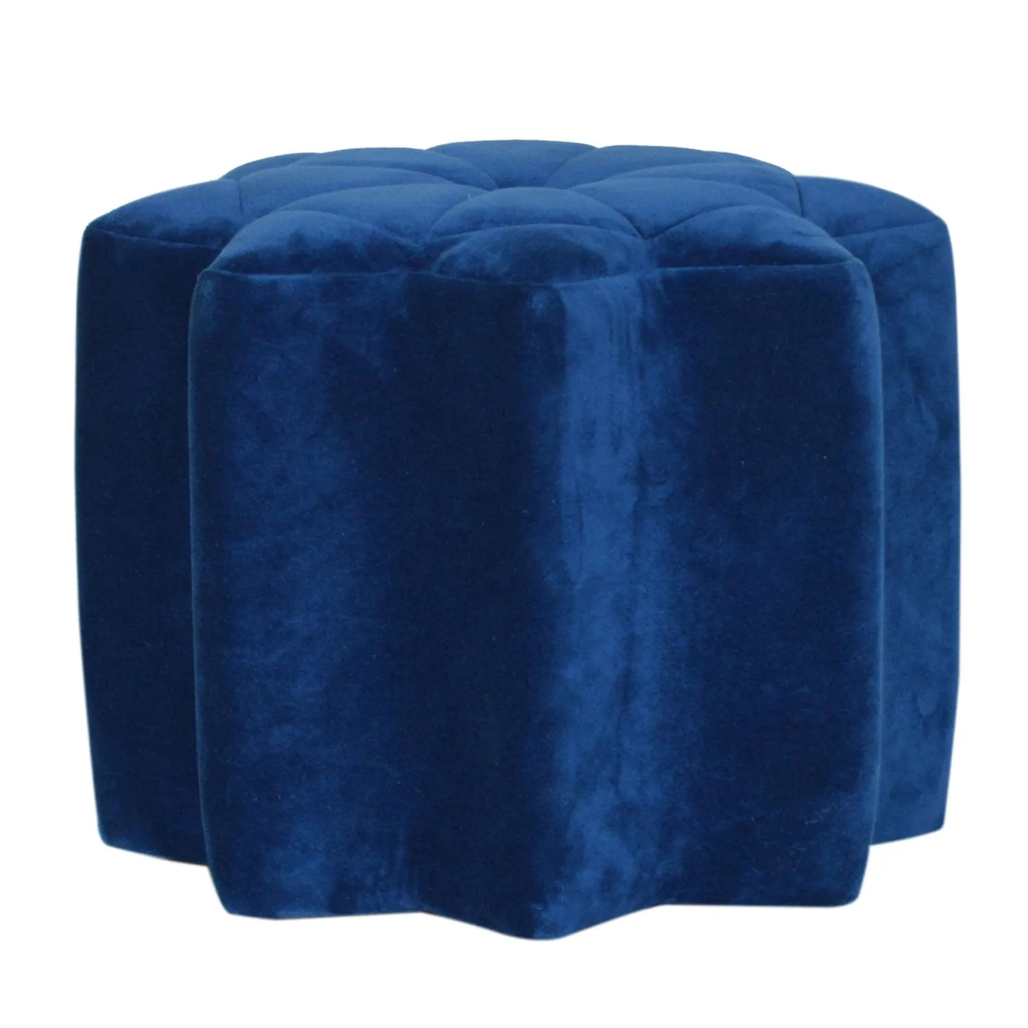 Burford Blue Velvet Star Design Footstool