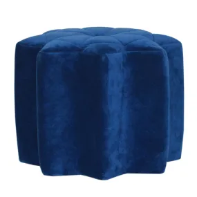 Burford Blue Velvet Star Design Footstool