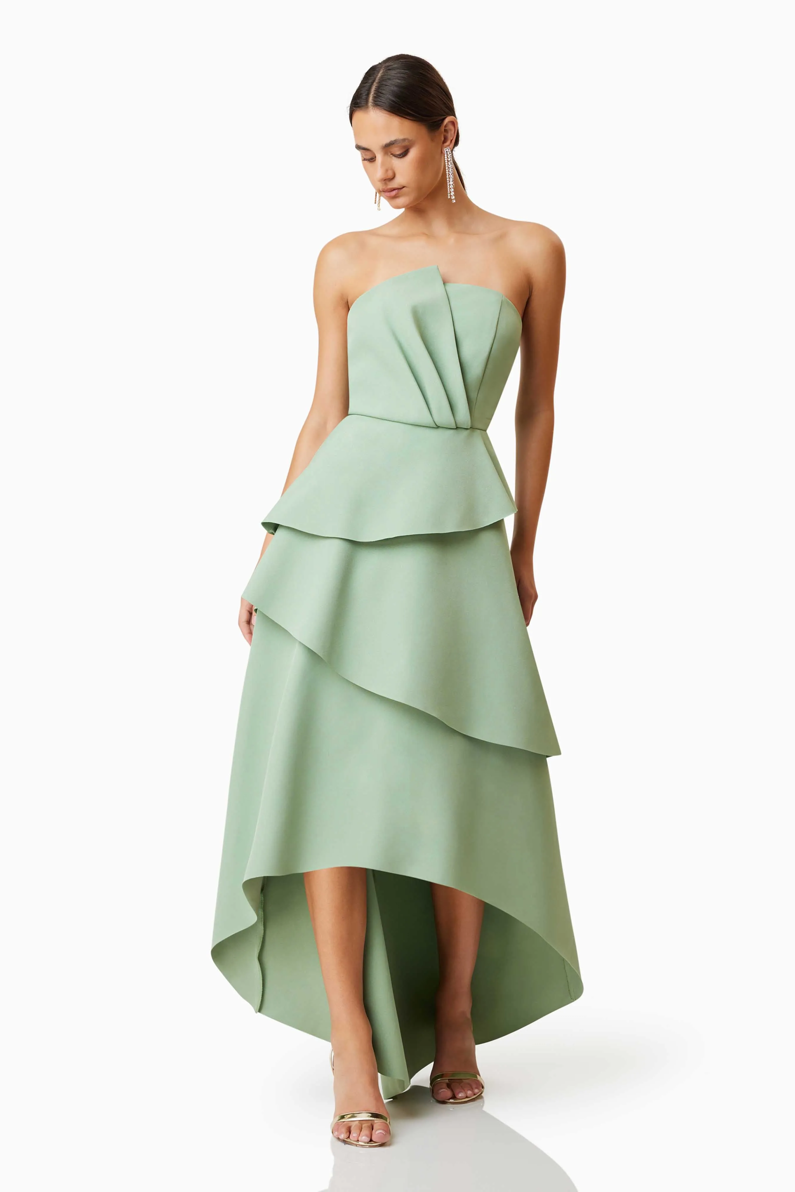Caroline Strapless Maxi Dress In Green
