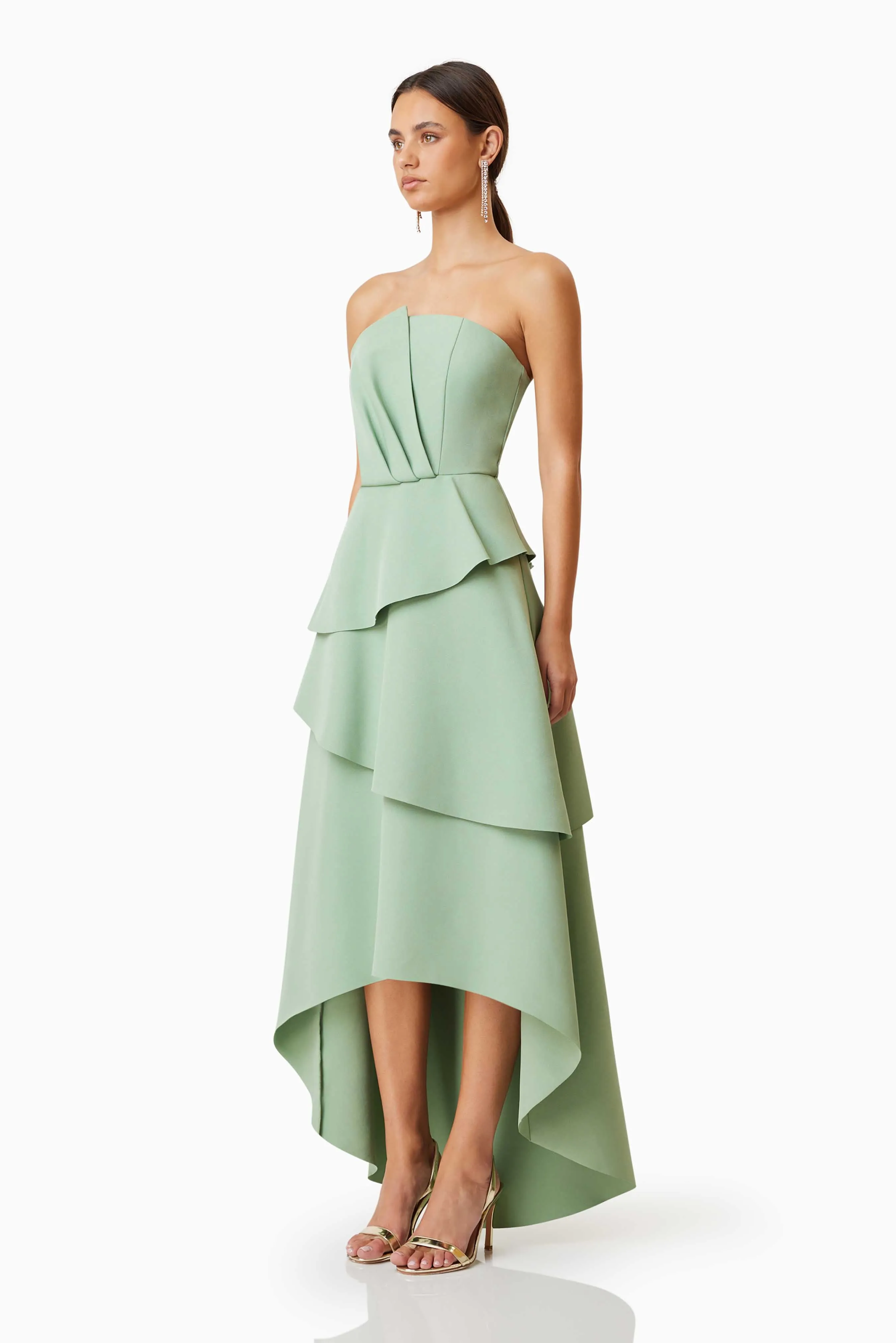 Caroline Strapless Maxi Dress In Green
