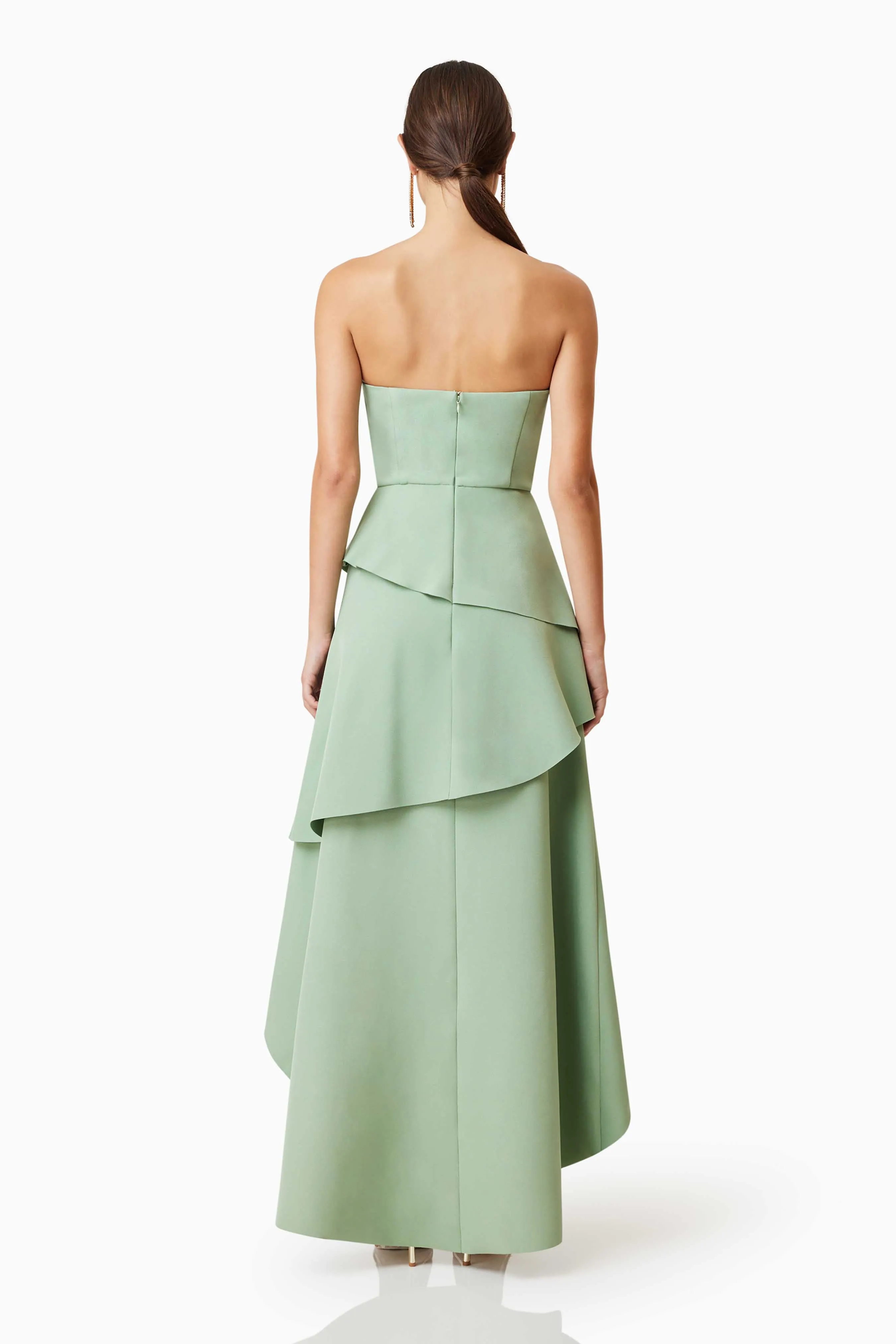 Caroline Strapless Maxi Dress In Green