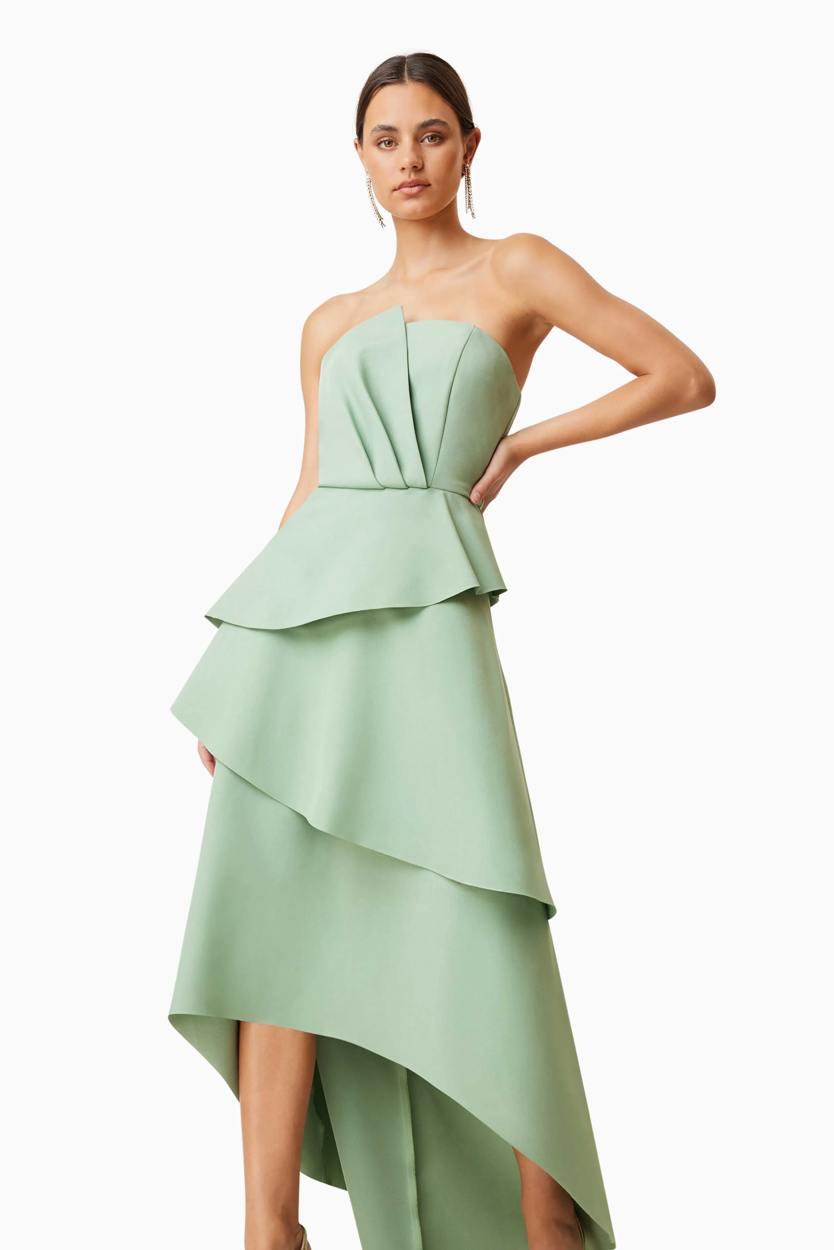 Caroline Strapless Maxi Dress In Green