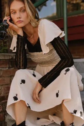 Cece Smocked Embroidered Dress