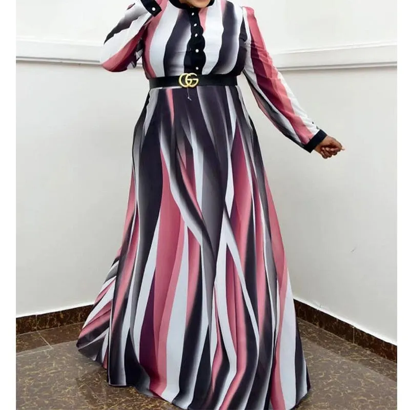 Contrast Fashion Trend Sashes Modern Long Sleeve Large Floor-Length Dresses