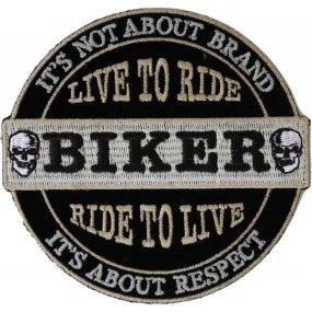 Daniel Smart It's Not About Brand, It's About Respect Biker Embroidered Patch, 3.5 x 4 inches