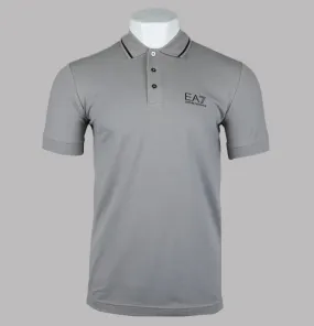 EA7 S/S Tipped Collar Polo Shirt Grey Flannel