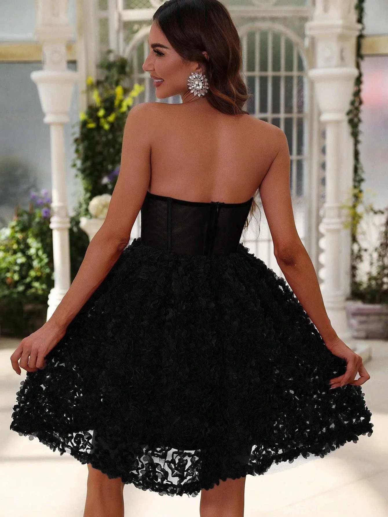 Elegant Tuber Sleeveless 3D Flower A Line Party Dress