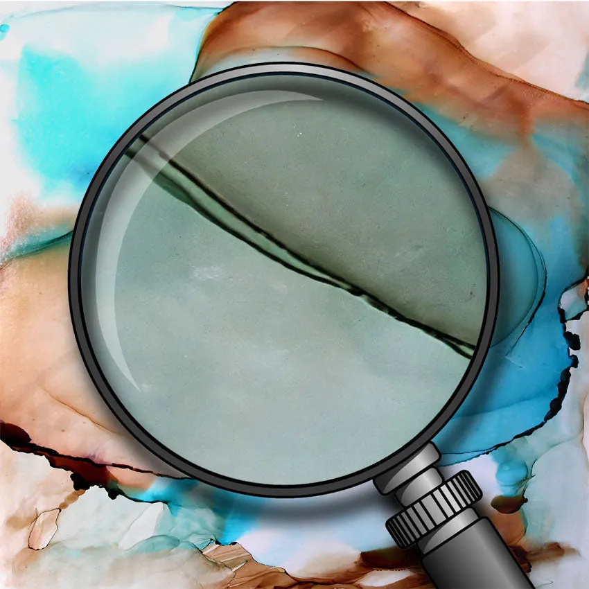 Framed horizontal blue & brown abstract alcohol ink art print