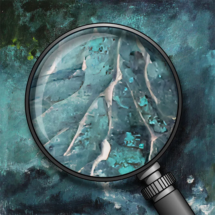 Framed horizontal blue & green abstract wall art print
