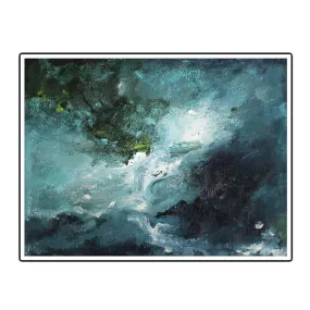 Framed horizontal blue & green abstract wall art print