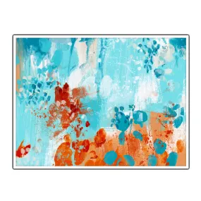 Horizontal blue & orange abstract wall art print