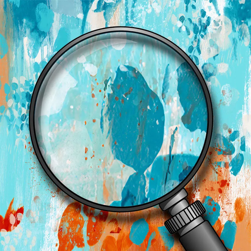Horizontal blue & orange abstract wall art print