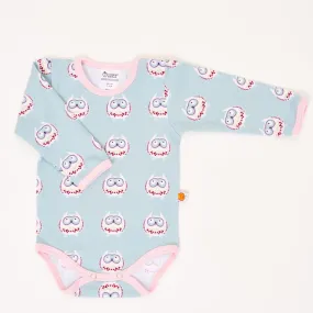 Long-sleeve baby body "Owls Nest/Baby Pink"