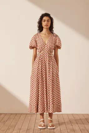 MARMO LINEN DRAWSTRING MIDI DRESS