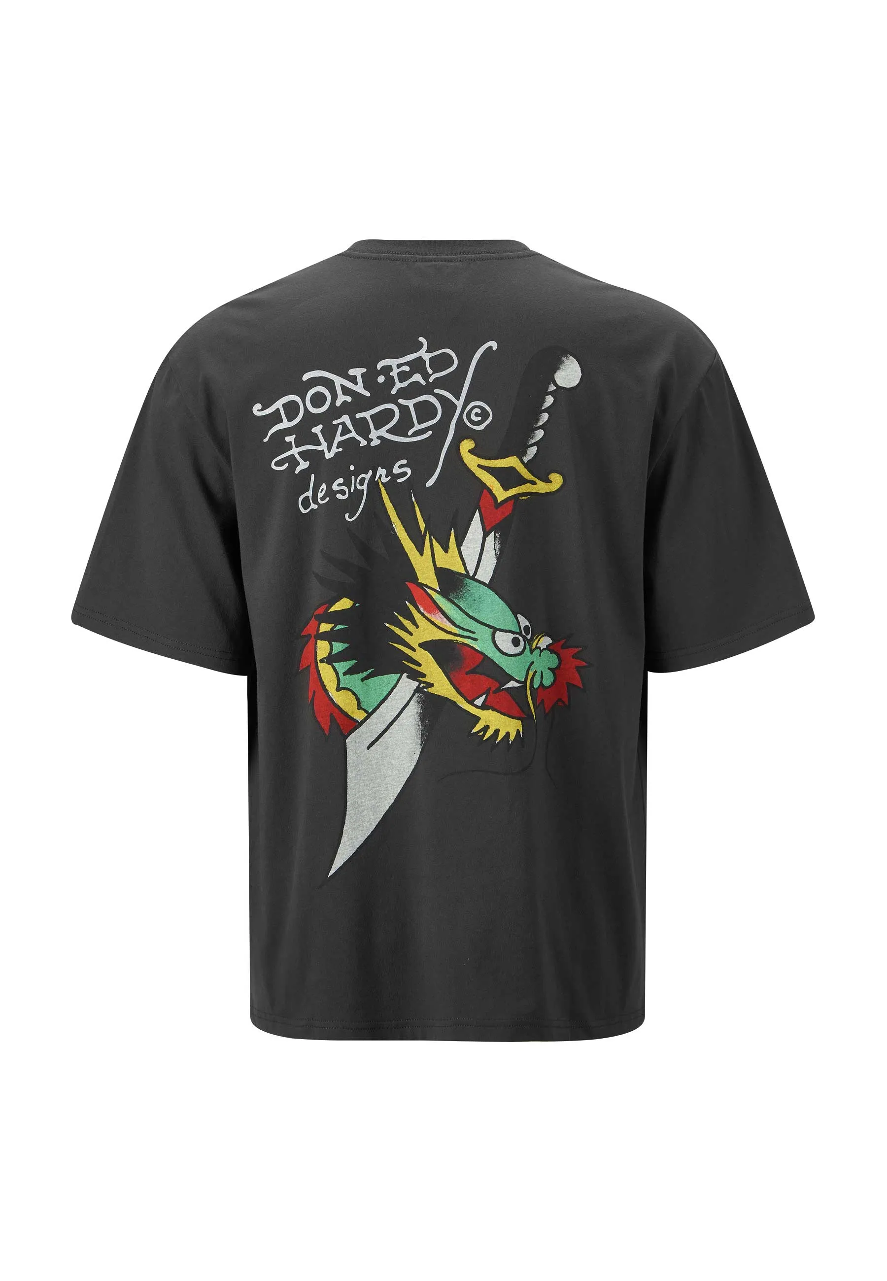 Mens Drag-Blade-Back Relaxed T-Shirt - Charcoal