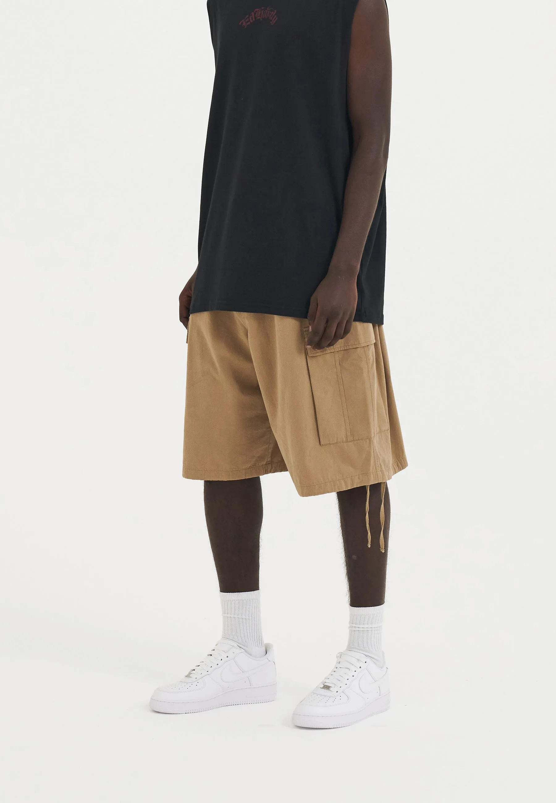 Mens Dragon Crawl Woven Cargo Shorts - Beige