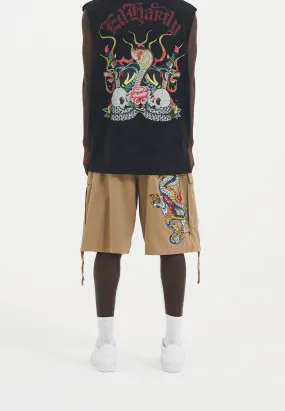 Mens Dragon Crawl Woven Cargo Shorts - Beige