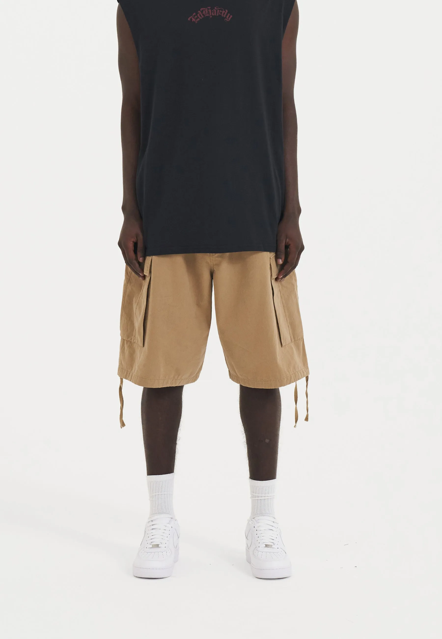 Mens Dragon Crawl Woven Cargo Shorts - Beige