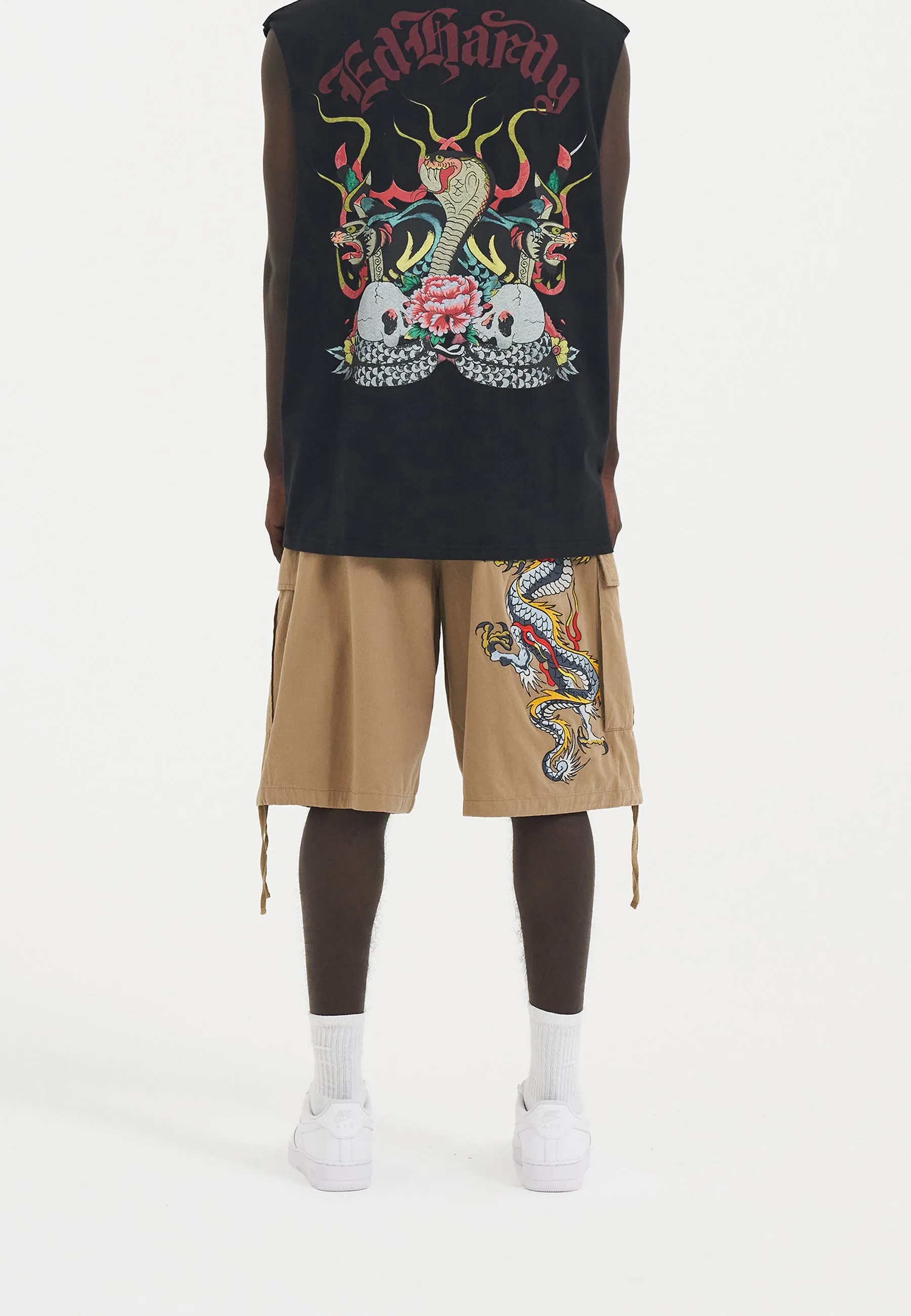 Mens Dragon Crawl Woven Cargo Shorts - Beige