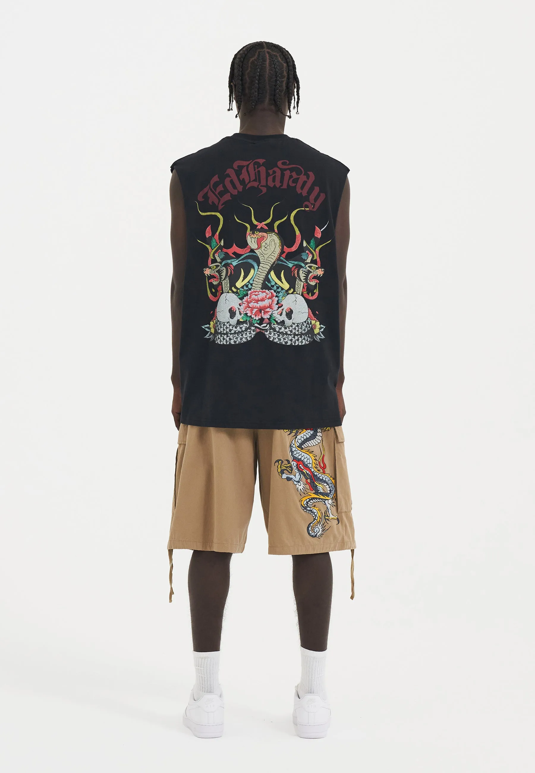 Mens Dragon Crawl Woven Cargo Shorts - Beige