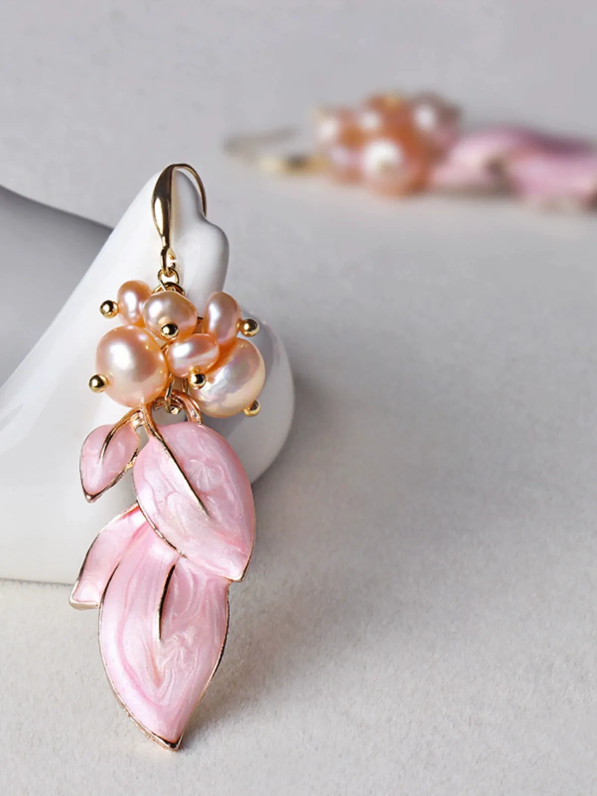 Pearl Earrings: Pink Petals