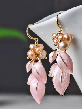Pearl Earrings: Pink Petals