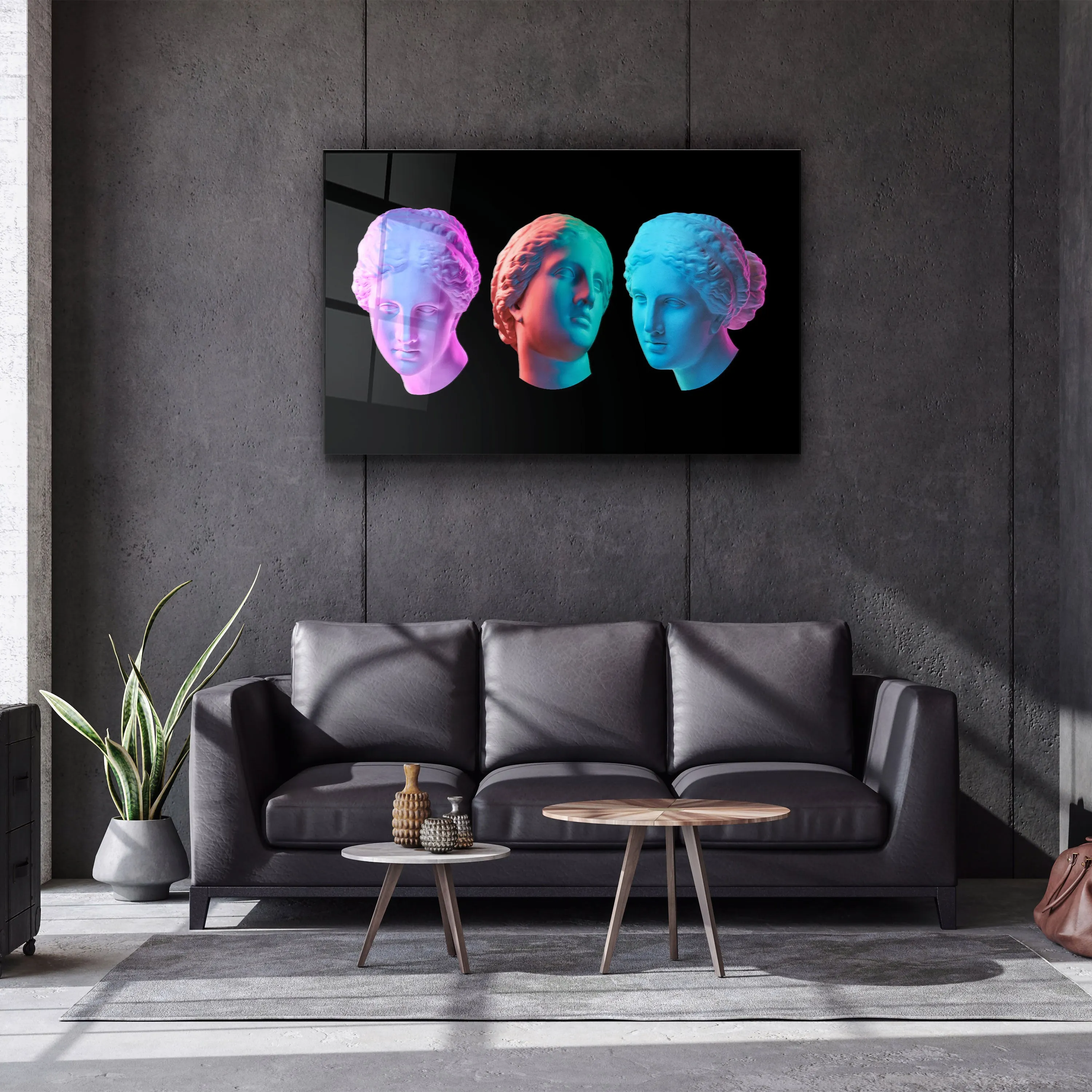 ・"Abstract Colorful Venus Statue"・Glass Wall Art