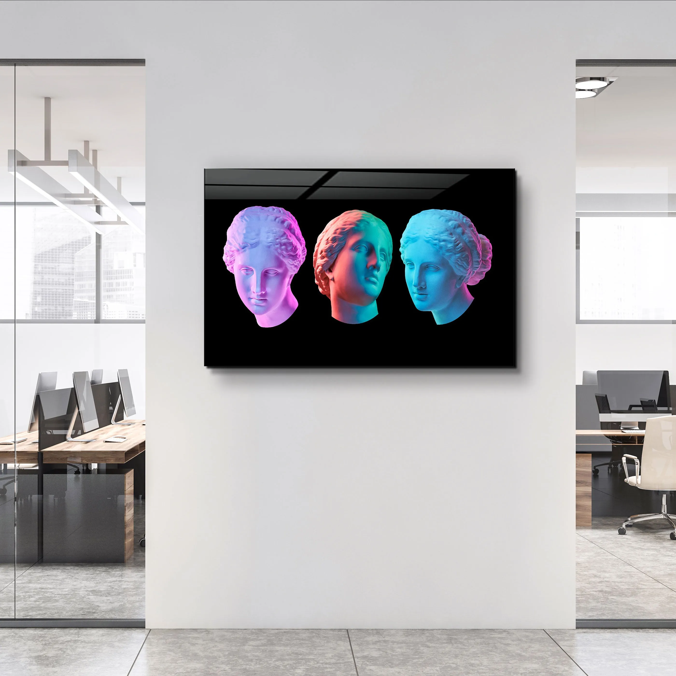 ・"Abstract Colorful Venus Statue"・Glass Wall Art