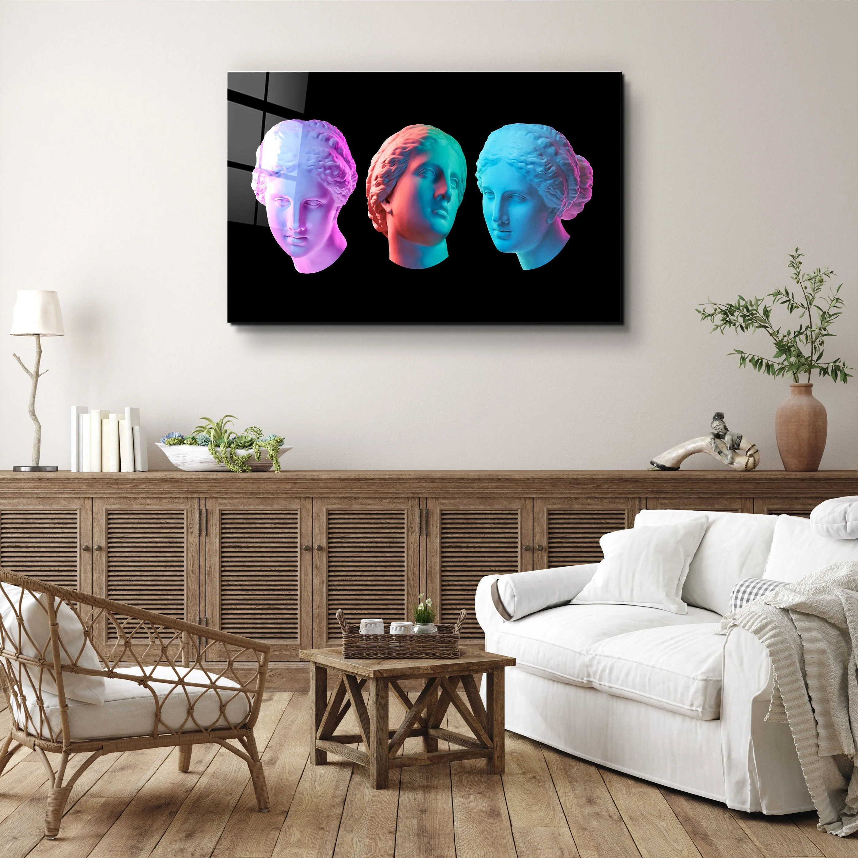 ・"Abstract Colorful Venus Statue"・Glass Wall Art