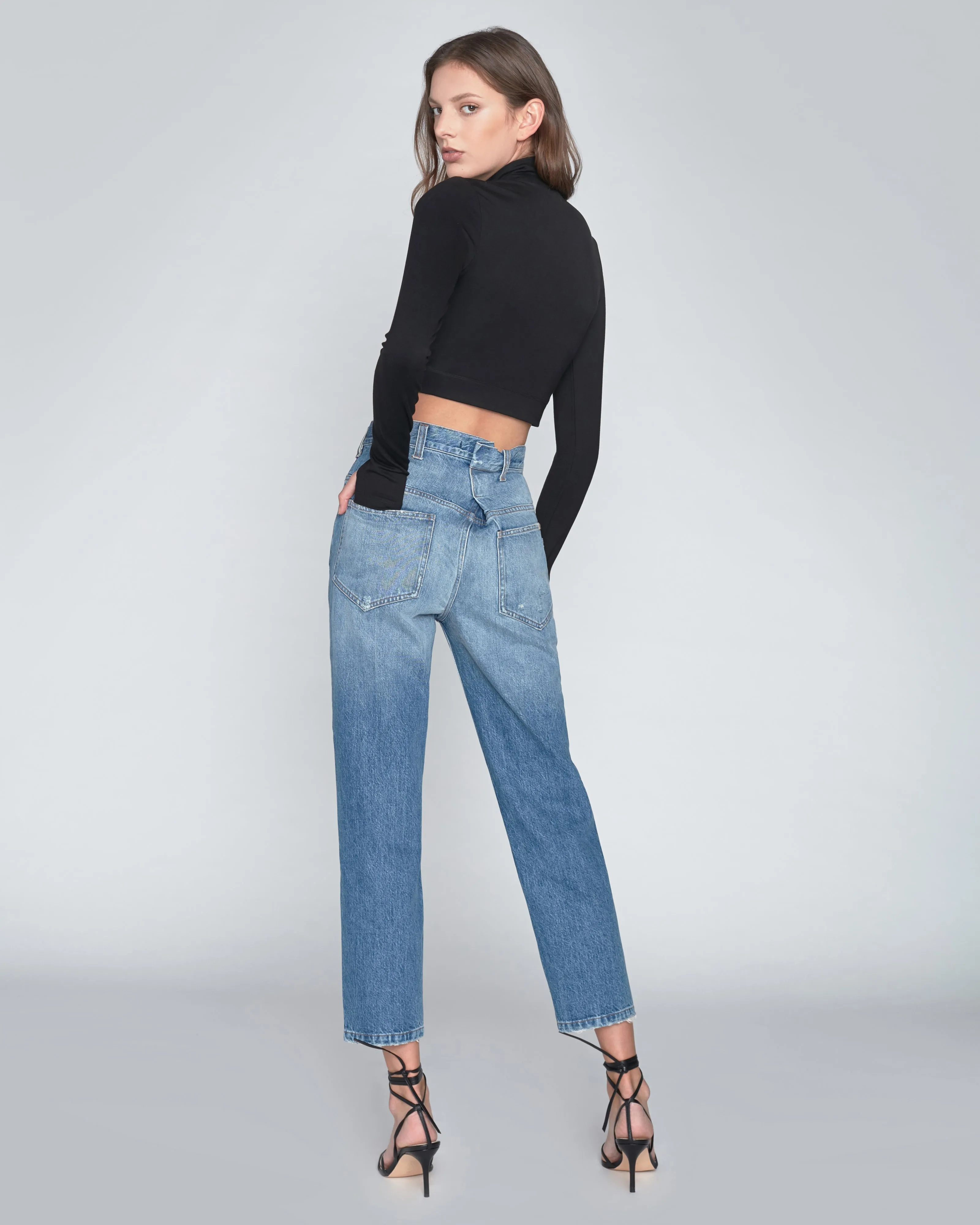 Sadie Cropped Zip Front Ponte Top