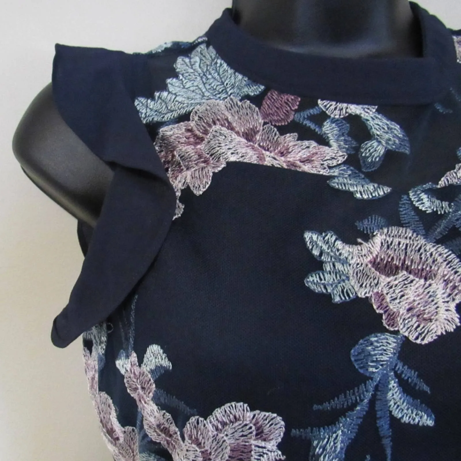 Sequin Hearts Girls Floral Embroidery Lace Dress Navy