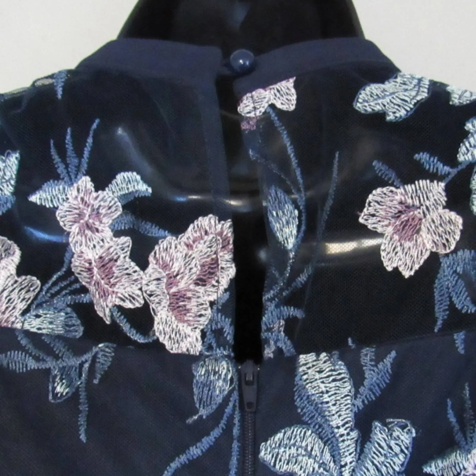 Sequin Hearts Girls Floral Embroidery Lace Dress Navy