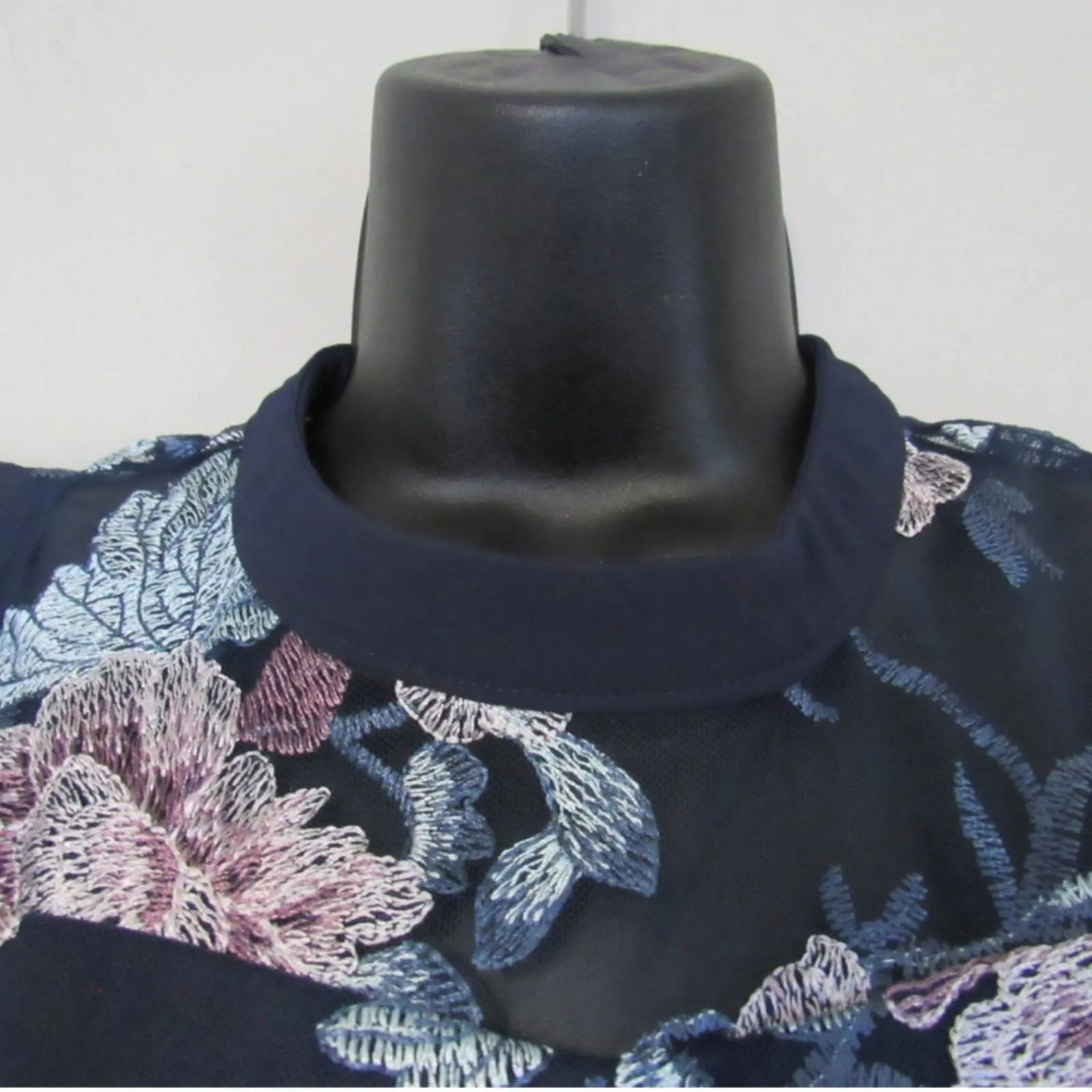 Sequin Hearts Girls Floral Embroidery Lace Dress Navy